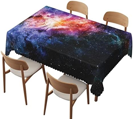 מפת שולחן בדוגמת חלל החיצון בגודל 60 על 120 אינץ', בגדי שולחן מלבניים לשולחנות בגובה 8 רגל - עמיד למים