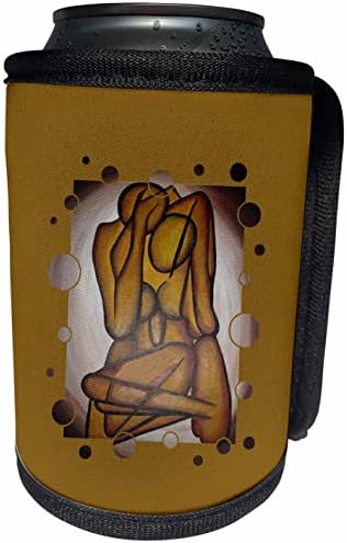 3drose Lovers Abstract Contemporary Art ב- Ocher and Brown - Can Cooler Wrap Battle