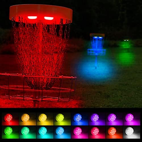 2 חתיכות נורות הובלה לסל גולף דיסק, אורות לילה גולף אטומי מים אטומים מרחוק אורות לילה צבעים צבעוניים דיסק