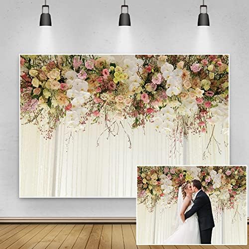 יייל 10 על 8 רגל חתונה פרחונית קיר תפאורות צילום צבעוני עלה פרחוני לבן וילון רקע למקלחת כלה חתונה