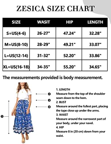 זסיקה נשים של 2023 בוהמי פרחוני מודפס אלסטי מותניים קו מקסי חצאית עם כיסים