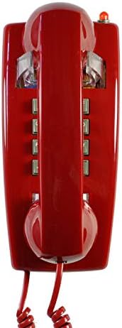 טלפון קיר אדום טלפאלי, טלפון רכוב על קיר אנלוגי עם פעמון מסורתי חזק, טלפונים קוויים קלאסיים