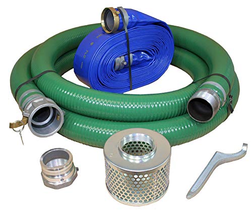 ערכת צינור משאבת מים/אשפה מאלומיניום, 4 צינור יניקה ירוק מצמיד ג' י-סי-אן, 4 צינור פריקה כחול מצמיד מ' איקס-אף,