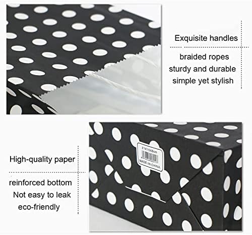 אדידו אווה 25 יחידות מתנת שקיות שחור קראפט נייר שקיות עם ידיות שחור פולקה נקודות נייר המפלגה