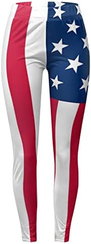 Ruiruilico 4 ביולי דגל אמריקה דגל אמריקה יוגה לנשים חותלות בקרת בטן נמתחת חותלות 2023 קיץ טייץ 'מזדמן