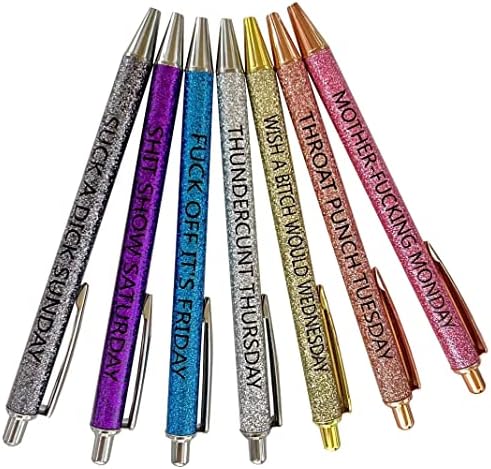 מרסרוט 7 יחידות מצחיק עטים, קללה יומי עט סט,מלוכלך לקלל מילת עטים עבור כל יום בשבוע,יום חול ויברציות