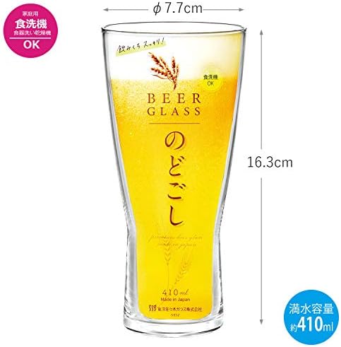 זכוכית טויו-סאסאקי ב-21145-כוס בירה ג ' אן-פי, נודוגושי , כספת למדיח כלים, תוצרת יפן, בערך. 14.1 פל עוז, חבילה