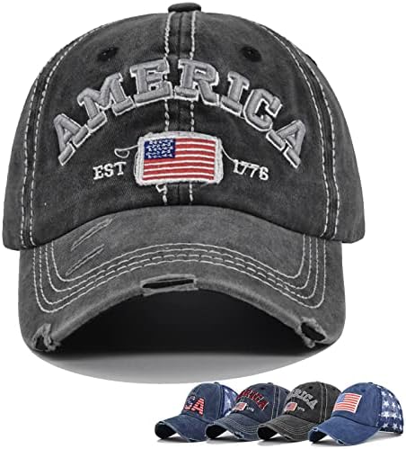 אמריקאי דגל כובע יוניסקס בציר רקמת שטף במצוקה כותנה בייסבול כובע מתכוונן ארהב נהג משאית אבא