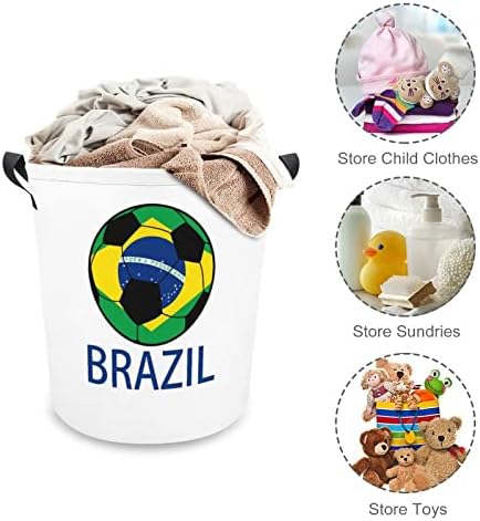 ברזיל כדורגל גדול סל כביסה סל תיק כביסה עם ידיות עבור מכללת במעונות נייד