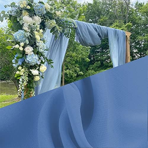 מאובק כחול 10 חצר שיפון בד על ידי חצר וילונות רציף מוצק צבע בד שקוף עבור חיצוני חתונה קשת קישוטים
