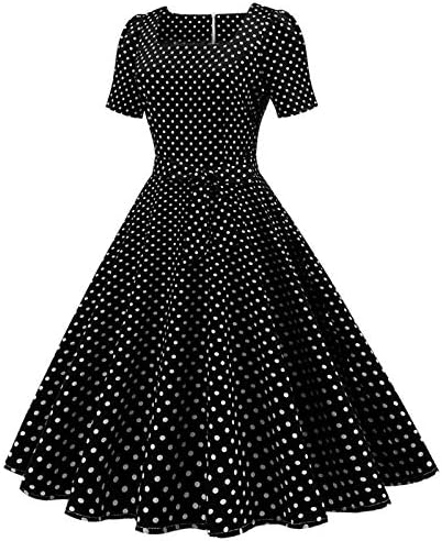 שמלת נדנדה וינטג 'של שנות החמישים לאישה, נשים פולקה נקודה שמלת קוקטייל שרוול קצר עניבת פרפר מותניים שמלת ערב זורמת