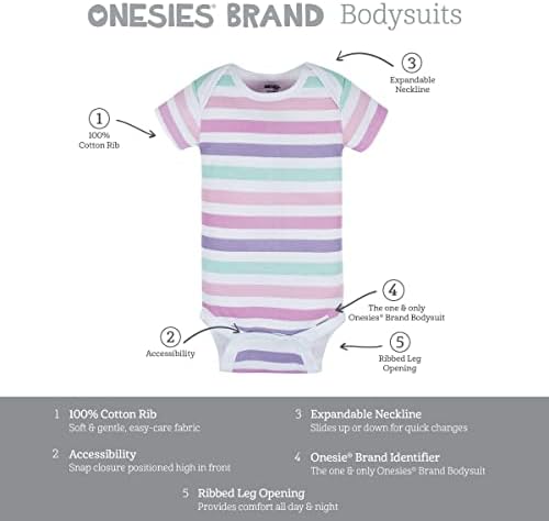 Onesies מותג תינוקות-בנות עם 8-חבילות תערובת שרוול קצר וחליפות גופניות