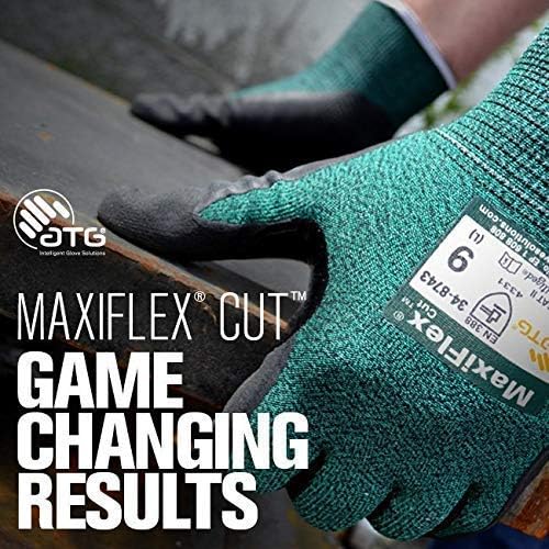 Maxiflex Cut 34-8743 חתך כפפות עבודה מצופות ניטריל עמידות עם קליפה סרוגה ירוקה ומצופה ניטריל פרימיום