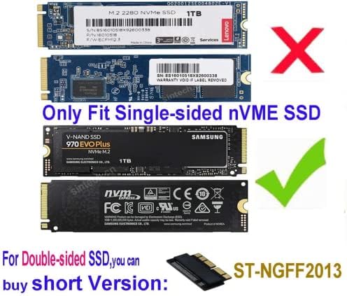 Sintech M.2 NVME SSD מתאם ערכות שדרוג כרטיס, תואמות ל- MacBook Air ו- MacBook Pro （בסוף 2013-2015,