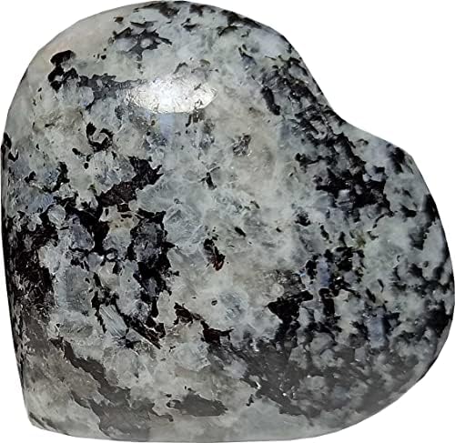 Aldomin® Rainbow Moonstone Heart Pupy Heart בצורת 70 עד 80 גרם אבן טבעית גביש גביש רייקי ריפוי חן חן גביס