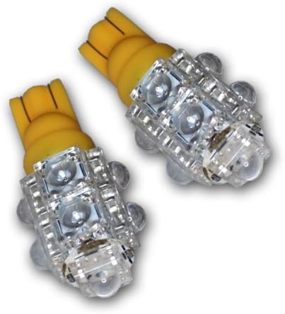 TuningPros LEDIS-T10-Y9 מתג הצתה נורות LED נורות T10 טריז, 9 סט שטף LED צהוב 2-PC