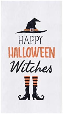 C&F Home Home Happy Halloween מכשפות מפחידות ליל כל הקדושים קמח כותנה כותנה קמח מטבח מגבת מגבת קישוט 18 x