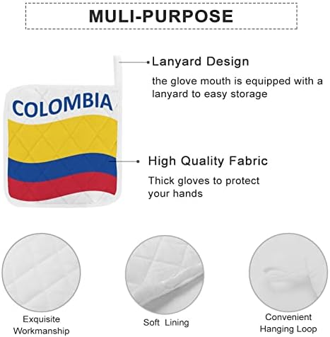 דגל מחזיקי סיר קולומביה 8x8 רפידות חמות עמידות בפני חום הגנה על שולחן העבודה למטבח בישול 2 חלקים