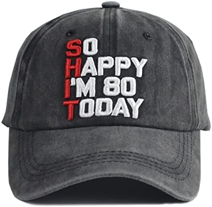כל כך שמח שאני 80 היום כובע בייסבול לגברים נשים, כובע כותנה קלאסי רטרו רטרו קלאסי רטרו רטרו מתכוונן