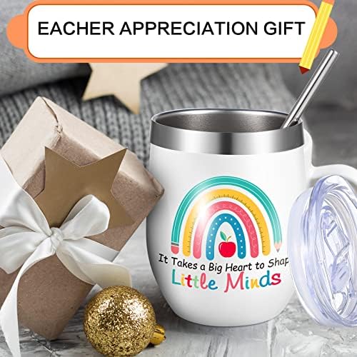 מורה הערכה מתנות כוס כוס מורה נירוסטה ספל עם קש ומכסה 12 עוז מורה תודה לך מתנות מורה סוף השנה הערכה