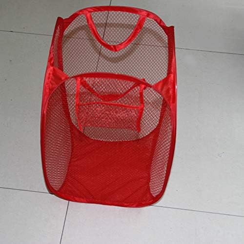 נייד מוקפץ רשת כביסת עם כיס תינוק בגדי סל סדרן קטן חניך סל עבור פריטים מאורגנים אדום