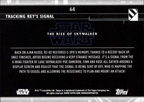2020 Topps מלחמת הכוכבים העלייה של Skywalker Series 2 Blue 64 מעקב אחר האות של ריי פין, כרטיס