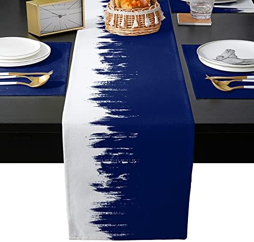 מרקם לבן כחול נייבי מרקם עם שולחן תואם רץ כותנה כותנה פשתן שולחן קפה שולחן קפה מחצלת עלייה, מופשט 6 מחצלות