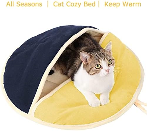 מפנק חתול מיטה, התחממות חתול שקי שינה עצמי לשחק תליית דלת חתול עכבר צעצועים, רך קטיפה חתול שק מיטת