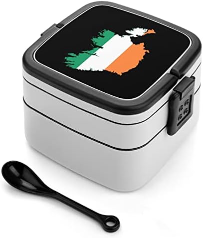 מפת דגל של קופסת ארוחת הצהריים של אירלנד קופסת בנטו שכבה כפולה ניידת מיכל אוכל אוכל גדול עם כף