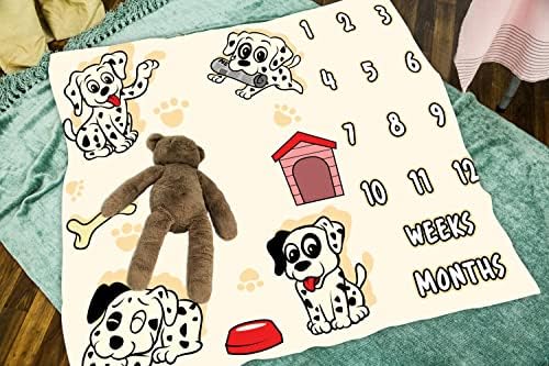 אבן דרך של לייילי חודשית, כלב מצויר כלב מחמד שמיכה לתינוקות שמיכה לתינוק שמיכה לתינוקות, 48x40 אינץ