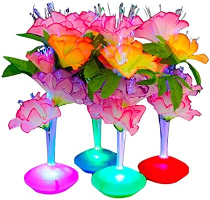 פרח סיבים אופטיים מרכזי-שינוי צבע לד-פרחי פו פוליאסטר שקופים
