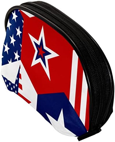 תיק מטענה, תיק קוסמטיקה של איפור נסיעות לנשים, דפוסים עם דגל כוכבים אמריקאים