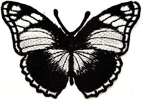 קלנפלוס פרפר שחור חיה מצוירת פראי ברזל רקום על תפירה על תג למעילי ג'ינס כובעי תרמילים תרמילים חולצות