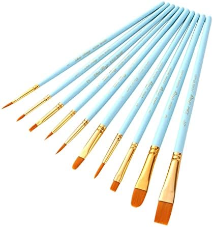 10 יחידות שיער ניילון ידית עץ מברשות צבעי מים עט עט לשמן DIY ציור ציור אקרילי ציוד אמנות