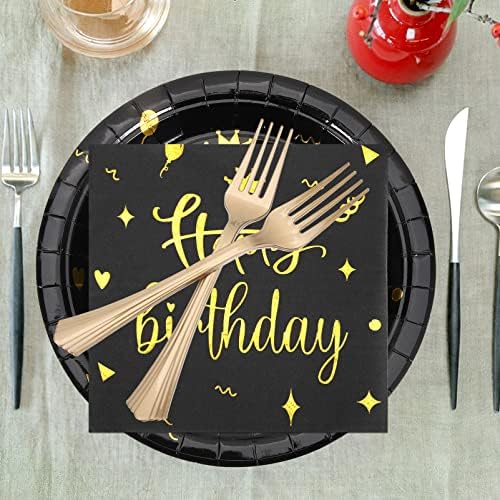 עיצוב גאדפארטי זהב ציוד למסיבות ליום הולדת שמח הצטברות חורפה וזהב שולחן חד פעמי שולחן שולחן פלטות נייר מפיות