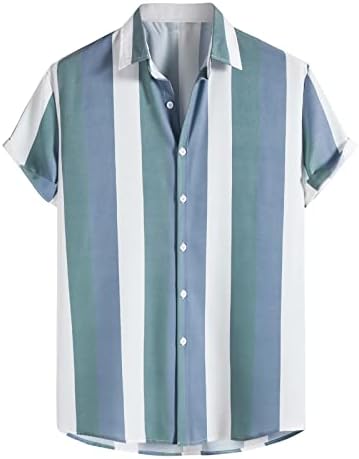 Xxbr 2023 גברים חדשים קיץ הוואי פס חולצות הדפס חולצות כפתור שרוול קצר חולצות גברים דק שרוול ארוך