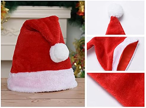 6 חבילה חג המולד סנטה כובע קטיפה יוניסקס חג המולד כובע עם פומפונים חג המולד תלבושות המפלגה לקשט אדום