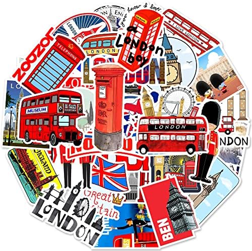 אדום אוטובוסים מדבקות עבור בני נוער 50 יחידות לונדון חופשת נסיעות מים בקבוקי מדבקות, מחשב נייד,סקייטבורד