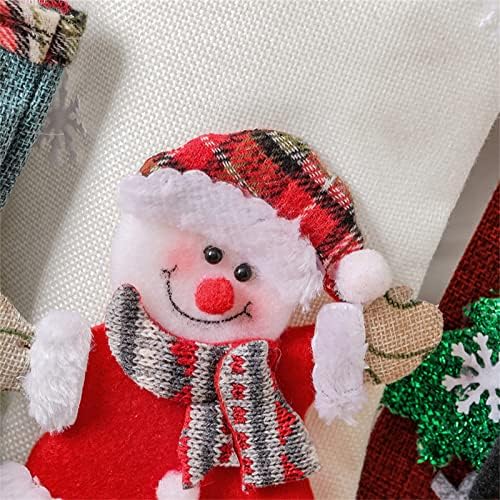 גרבי חג המולד של טנגדונר איש שלג חמוד/סנטה קלאוס/צבי/דוב גרבי חג המולד שקית מתנה פשתן גרבי שרוול