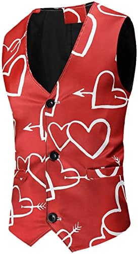 Beuu's Valentine's Waistcoats for Mens, Love Heart הדפס