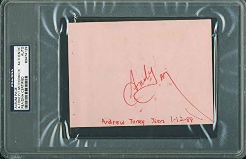 76ers Andrew Toney חתום 4.25x5.75 עמוד אלבום חתימה PSA/DNA Slabbed - NBA חתוך חתימות