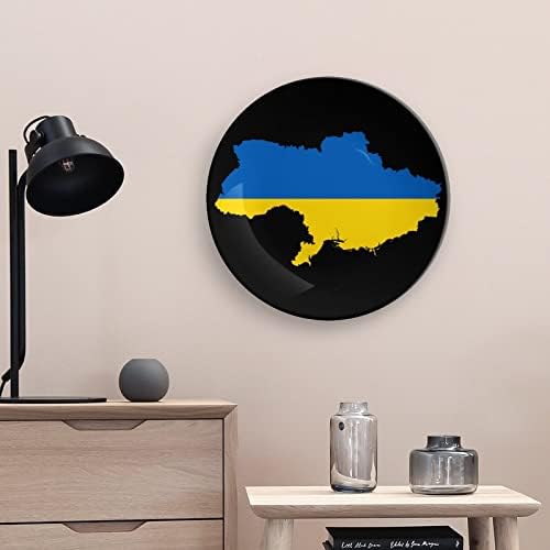 דגל אוקראינה מפת קרמיקה עצם קרמיקה סין צלחות דקורטיביות עם צלחות ארוחת ערב של קישוטים תלויים