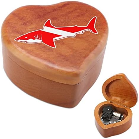 צללית כריש צלילה צולל צולל קופסת מוסיקה מעץ קופסת רוח צולשת בלב צורת קופסאות מוזיקליות מודפסות ליום הולדת