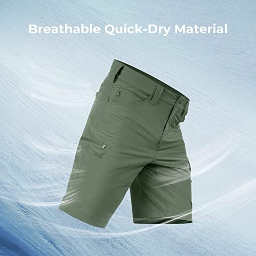 מכנסי דיג לגברים של קסטקינג, מכנסי טיול קצרים מהיר יבש נוח UPF 50+, 7 כיסים, מכנסיים קצרים לגברים, 10.5 אינץ