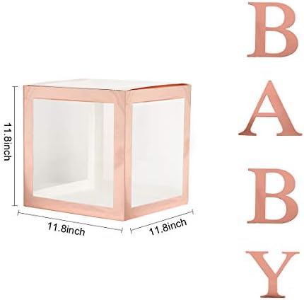 מקלחת לתינוק קישוטים ליום הולדת ילדה-4 יחידות קופסאות בלון זהב רוז עם אותיות A-Z, קופסאות מסיבות בלוק למקלחת