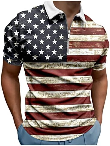 חולצות פולו דגל אמריקאי אמריקני פטריוטי 4 ביולי חולצות טי טי קיץ צמרות טוניקה של שרוול קצר וינטג