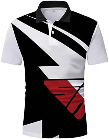 חולצות פולו גולף של HDDK Mens, טלאי קיץ טלאים טלאים חולצת הדפסת שרוול קצר