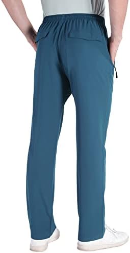 מכנסי מותניים אלסטיים קלים של גברים קלים של גברים משולבים מכנסי טרנינג אתלטים עם כיסי רוכסן לטיולים קז'ואלים