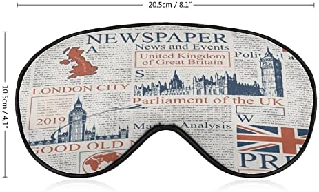 עיתון בריטניה לונדון ישן מסכת עיניים מכסה עיניים חמוד עטיפה עם רצועה מתכווננת לנשים לילה גברים