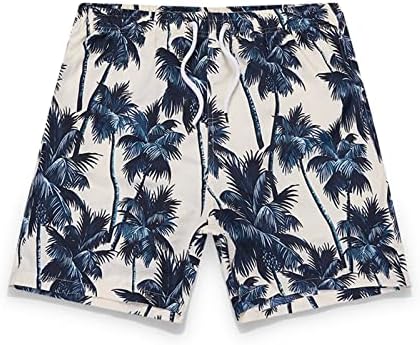 מכנסיים קצרים של Wenkomg1 לגברים, מכנסי חוף טרופיים קצרים רגל מרובעים מכנסיים קצרים בהוואי שרוך גזעי